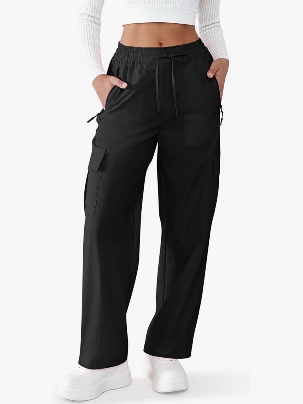 NWT Yipink Parachute Cargo Pants Drawstring Hiking Pants Size S